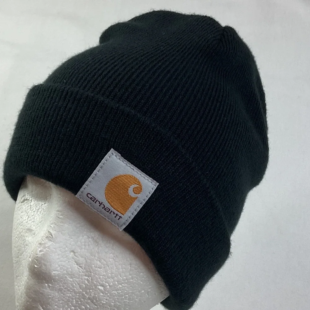 Carhartt hat Kids Black Acrylic Beanie Logo Patch AH8905 OSFM Youth